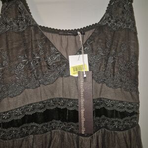 Elegant Lace Dress with Black and Gray Accents